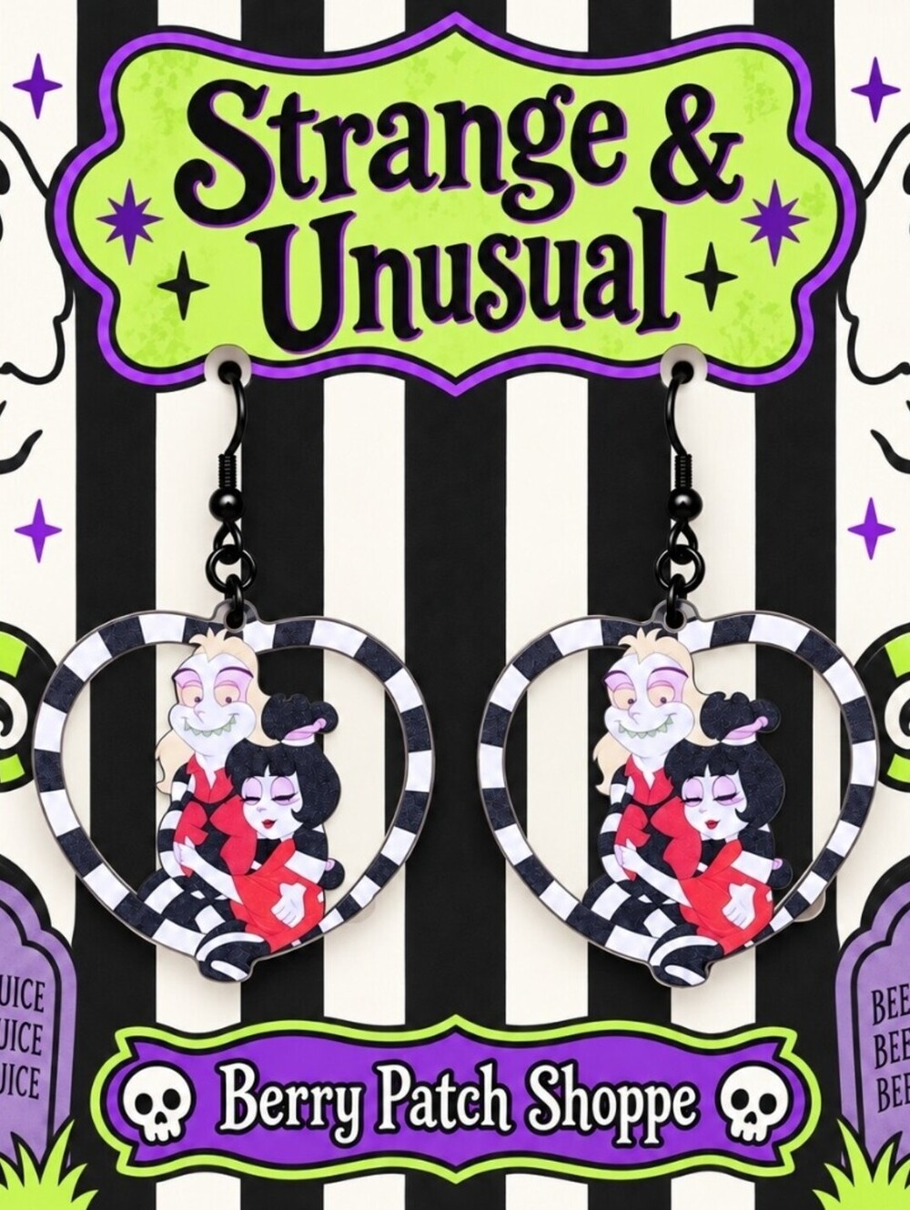 Beetlejuice & Lydia Deets Sweetheart Halloween Earrings